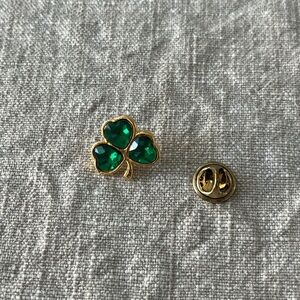 Gold and Green Shamrock Brooch